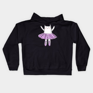 Purple Ballerina Cat Kids Hoodie